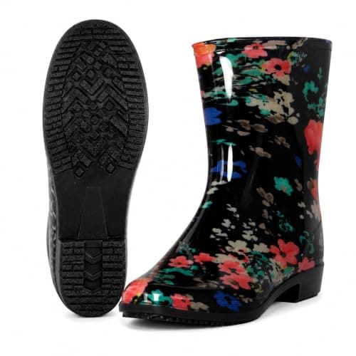 A2Z Ladies Waterproof PVC Rain Boots Stylish Mid Calf Slip On Wellies