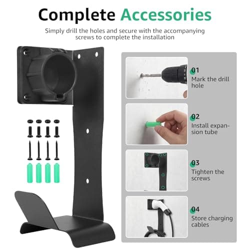 Ghshanog EV Charging Cable Holder, Wall Mount Plug Organizer, Stainless Steel Electric Vehicle Charger Bracket for Home Daily Commuting Adventure Vehicle Road Trip Travel Work Driver — view 6
