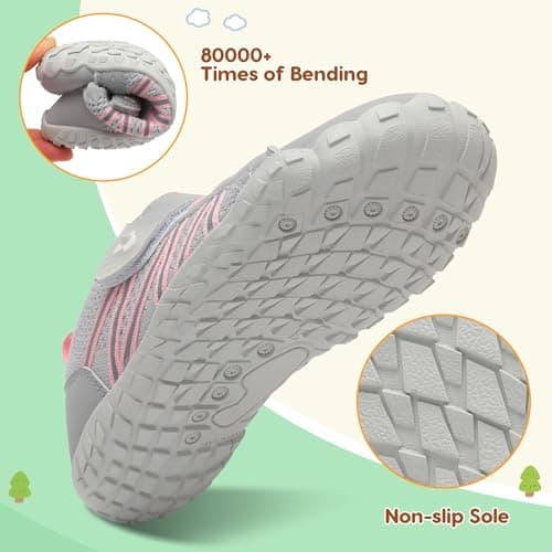 JOINFREE Kids Walking Shoes Wide Fit Barefoot Shoes Pink Grey — view 4