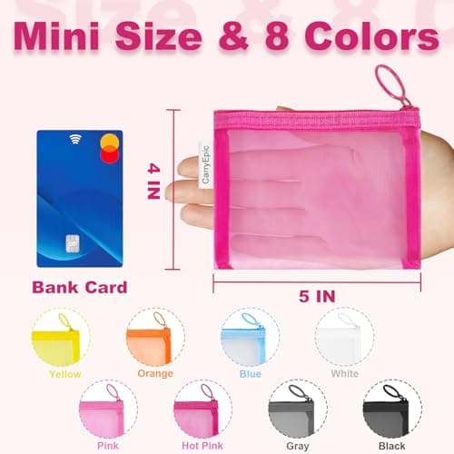 Nylon Makeup Bag Cosmetic Pouches Travel Organizer Case for Purse Diaper Bag Home Organizing Striped Multi Size, Mix 8 Colors, 8 Pack Mini 8 Colors, Fashion — view 2