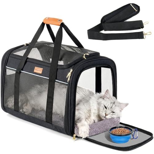 Morpilot Large Pet Carrier Bag, 51×33×33cm Breathable Carry Bag with Washable Cushion, Anti-collapse Travel Handbag for Cats Small Dogs, Perfect for Car Rides Train Trips & Vet Visits