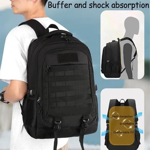 Lawaia Tactical Backpack Mens Rucksack for Men 45L Waterproof Backpack Military Backpacks Hiking Backpacks Waterproof Rucksack Outdoor Sports Fishing Bag — view 3