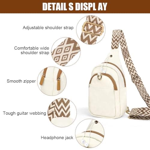 HOTUT Crossbody Bag for Women,Anti Theft Small Phone Shoulder Bag,Sling Belt Bag,with Anti-Theft Zipper Clips,Adjustable Strap,with Multiple Pockets,for Ladies Travel Shopping(white) — view 3
