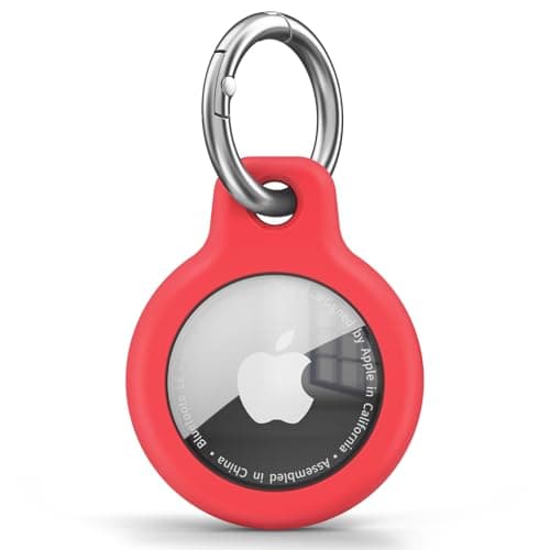 Air Tag Holder Air Tag Silicone Case, with Keychain, TPU Case for Air Tags Keyring for Keys, Bags, Luggage, Pet Collar, Anti-Lost and Scratch-Resistant, Fully Covered (Red)