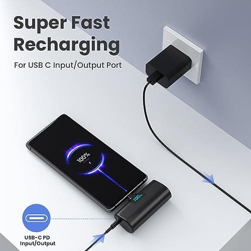 Power Bank Portable Charger for iPhone, Upgraded 5200mAh PD USB C Fast Charging Battery Pack, Ultra-Compact Powerbank Compatible with iPhone 17/16/15 Series, Samsung S25/24 Series, Huawei, Android etc — view 2