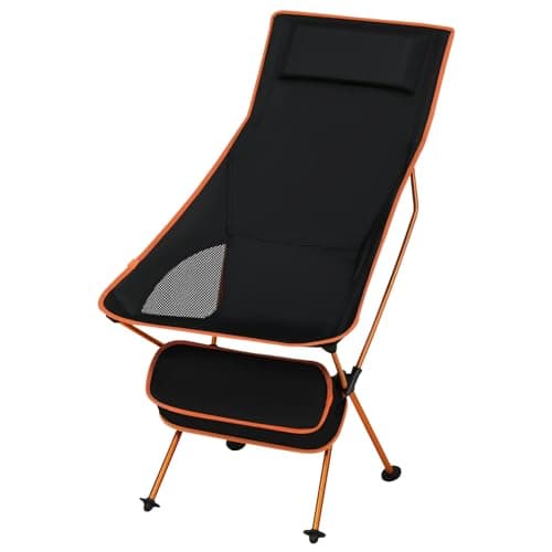 eSituro Ultra Lightweight Folding Camping Chair, Black+Orange, 1PC