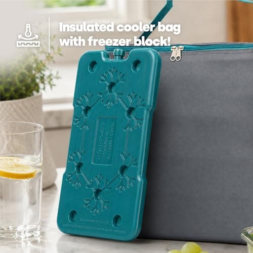 LIVIVO 28L Large Lunch Bag with Freezer Block - Insulated Lunch Bag for Men - Portable Thermal Lunch Bag with Handles, PEVA Lining, 600D Polyester - Mens Lunch Bag for Work, Picnics, Camping, Travel — view 3