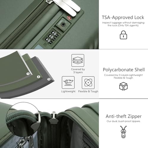 LIGHTGO 20" Hardside Cabin Case, TSA Lock, Brake Spinner Wheels — view 6