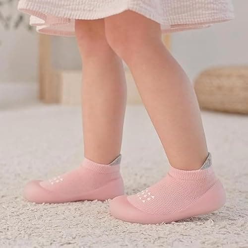 Bearbay Baby Walking Sock Shoes Infant Non-Slip Breathable Slippers with Soft Rubber Sole Baby Boys Girls Sneakers,22 — view 2