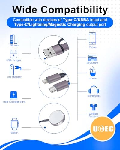 UCEC 3 in 2 Multi Charger Cable for Watch, Multi Fast Charging Cord — view 2