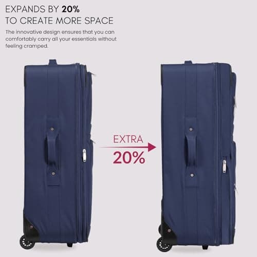 ARIANA Cabin Suitcase Lightweight Carry On Luggage Trolley Travel Bag 10Kg Hand Luggage 2 Wheels - 55x38x23cm (Navy-Blue, 21" Small (Cabin Size)) — view 3