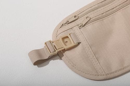 yuandnn Money Belt, Passport Holder Secure Hidden Travel Wallet with RFID Blocking, Adjustable Undercover Fanny Pack with 2 Pockets for Men Women (Khaki) — view 4