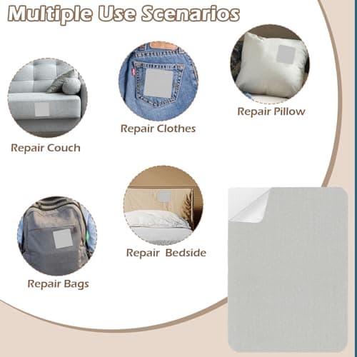 2 Pcs Fabric Repair Patch, Self-Adhesive Canvas Repair Patch 11x8 inch Waterproof Fabric Patches Linen Canvas Repair Kit for Sofas, Tents, Furniture, Awnings, Car Seats (Light Gray) — view 2