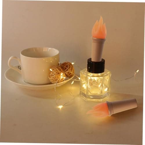 Lurrose 5pcs LED Flame Bottle Stopper String Lights Warm White Cork-Shaped Fairy Lights for Home Decoration Party Camping Battery Operated with Flexible Lightweight Design — view 3