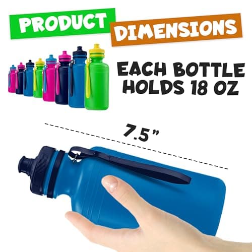 Kids Water Bottles Bulk Pack 12 x 532ml - Plastic School Drinks Bottles — view 5