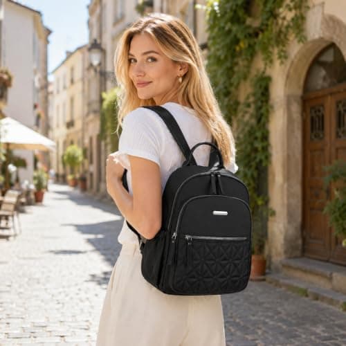 JANSBEN Small Backpack for Women, Elegant Anti-Theft Rucksack, Water Resistant Mini Daypack, Ladies Backpack Handbags for Travel, Work and School — view 2