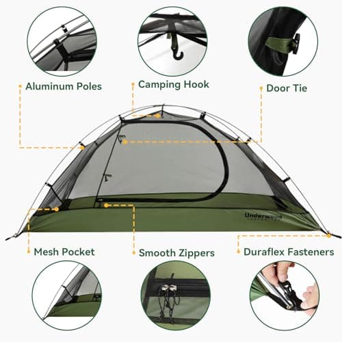 1 Man Lightweight Backpacking Tent, Waterproof Compact 3 Season Dome Tent — view 3