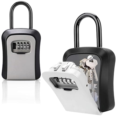 Key Lock Box for Outside, Key Box Wall Mounted 4 Digit Combination Lock Box Hide a Key for Outdoor Indoor, Security Waterproof Large Capacity 5 Keys Lockbox for House Key Room Card