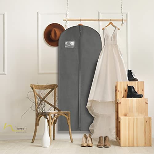 Hoesh UK Women Grey 60 Inches Breathable Bridesmaids Long Zip Wedding Gown Dress Travel Storage Garment Cover Bag — view 5