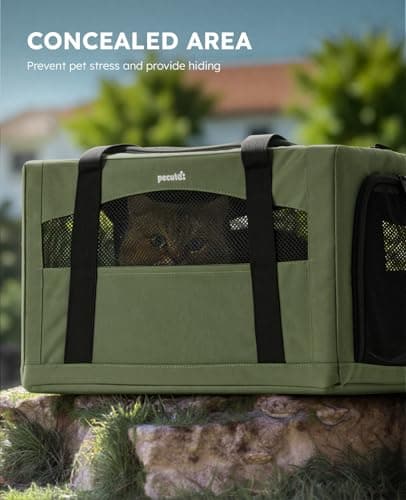 pecute Cat Carrier, Pet Carrier with Scientific Hidden Partition, Green — view 5
