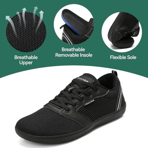 gitzing Barefoot Shoes for Womens Mens Wide Outdoor Trail Minimalist Running Trainers Walking Shoes Lightweight and Breathable Sneakers Unisex-Classic Black 7.5 UK(41 EU) — view 4