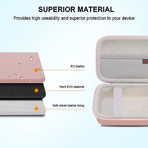 Elonbo Camera Carrying Case Compatible with Fujifilm Instax Mini EVO Instant Camera, Camera Lens Cover Photo Printer Travel Protective Storage Holder, Mesh Pocket Fits Film Charger SD Card, Rose Gold — view 4