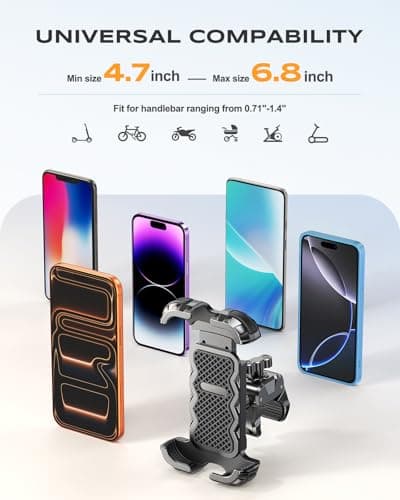 Babacom Bike Phone Holder, Upgrade Motorbike Phone Holder [1s Lock][Secure Protection], 360° Rotatable Phones Holder for Mountain Bike/ATV, Motorbike Handlebar Clamp Mount Riser for 4.7-6.8" Phones — view 6