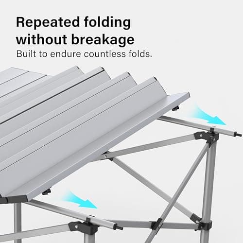 Portable Aluminium Camping Table, Lightweight Outdoor Table Folding Steel Frame with Roll Up Top Carry Bag, Compact Stable Foldable for Garden, Beach, Camping Hiking,Picnic (70 x 70 x 70cm) — view 4