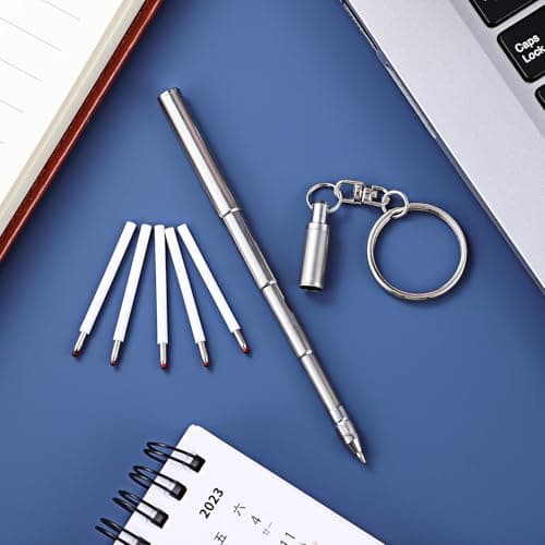 TIDTALEO Retractable Ballpoint Pens with Keychain Stainless Steel Pen Set Including Refills, for Travel and Back to School Decorations, Sturdy and Portable Writing Supplies — view 5