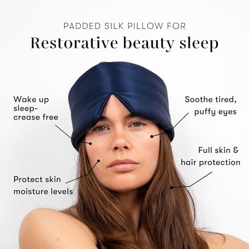DROWSY Silk Sleep Mask. Face-Hugging, Padded Silk Cocoon for Luxury Sleep in Total Darkness (Midnight Blue) — view 5