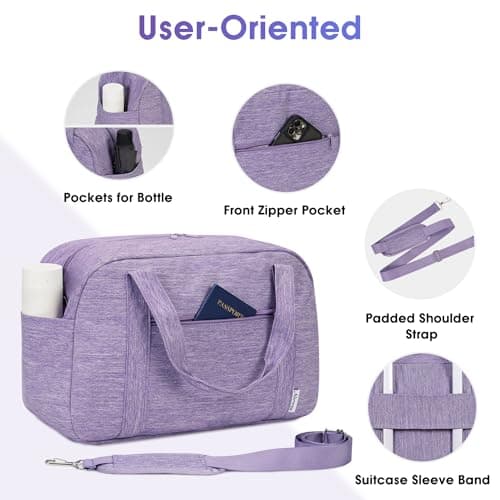 for Easyjet Cabin Bag 45X36X20 Underseat Travel Duffel Bag Holdall Tote with Wet Pocket Carry on Luggage Overnight for Women and Men 25L (Purple) — view 6