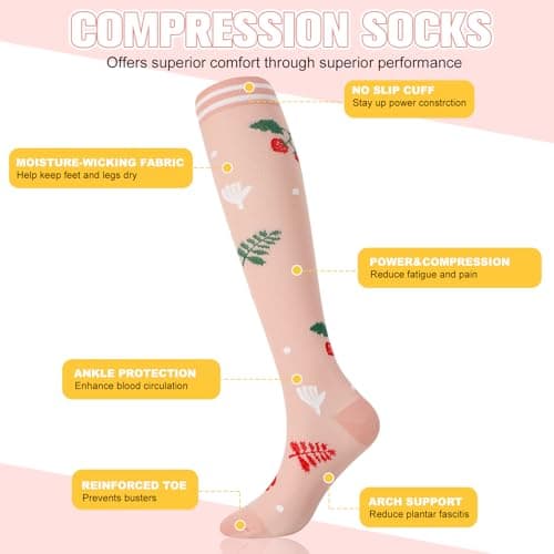 Zuimei 6 Pairs Compression Socks for Women Men — view 5