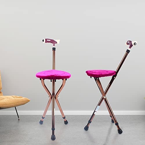 Folding Chair with Walking Stick,Walking Cane 2-In-1 Foldable Walking Stick with Seat, Lightweight and Adjustable for Elderly and Mobility Support with Led Night Light for Indoor and Outdoor Use — view 5