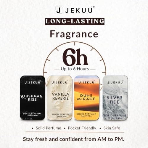 JEKUU Solid Perfume (Pack of 4)12g | Fresh, Sweet and Creamy, Modern addictive aroma, Rich and Smoky warmth and sweetness | Long Lasting, Alcohol-Free, Travel-Friendly Perfume — view 3