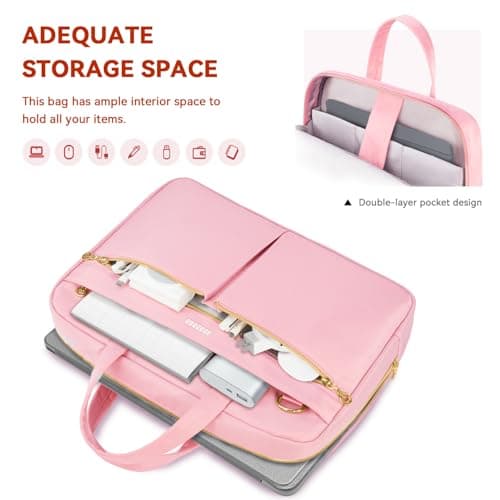Ferkurn Laptop Bag Case for Women Men Briefcase Messenger Computer Bag with Shoulder Compatible with Macbook Pro/Air, HP Pavilion, XPS, Ideapad, ASUS, Acer, Samsung, Black, 15 15.6 16 Inch — view 2