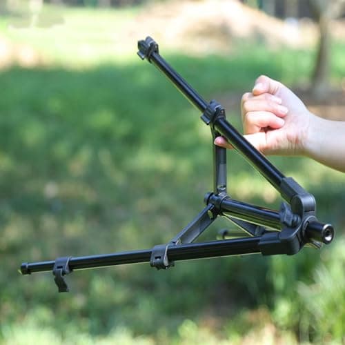 plplaaoo Aluminum Alloy Fishing Rod Tripod Adjustable Portable Folding Fishing Pod Tripod Stable Non Slip Design for Beach River Lake Fishing Enthusiasts Lightweight Durable — view 2