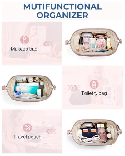 BAGSMART Small Travel Makeup Bag for Women, Wide Opening Cosmetics Bag — view 6