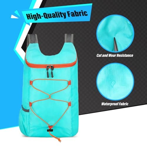 Sahunfri 2 Pcs Ultra Lightweight Backpack, Foldable Backpack Water Resistant Travel Rucksack, Multi-Functional Foldable Backpacks Womens Men For Camping, Hiking, Biking (Blue Orange) — view 2