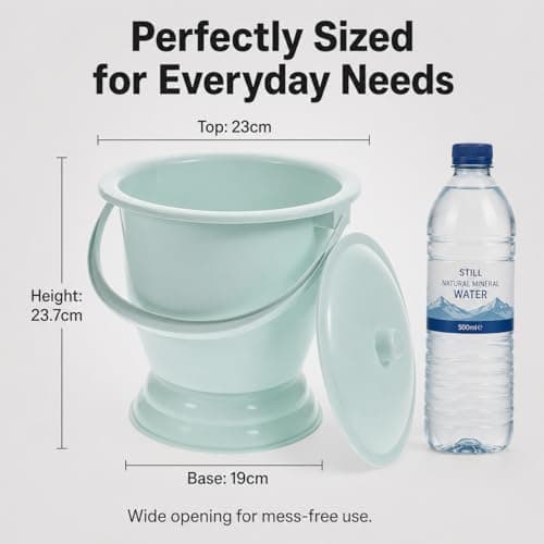 Portable Commode Bucket with Lid & Handle, 4L Portable Toilet for Kids, Adults, Travel & Camping Night Use, Chamber Pot Urinal Bottle Urine Pots Bucket - Easy to Clean, Hygienic Toilet Solution — view 2