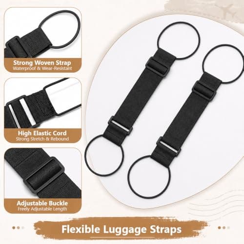 2 Pcs Luggage Straps, Elastic Fastening Belt, Adjustable Suitcase Straps — view 3