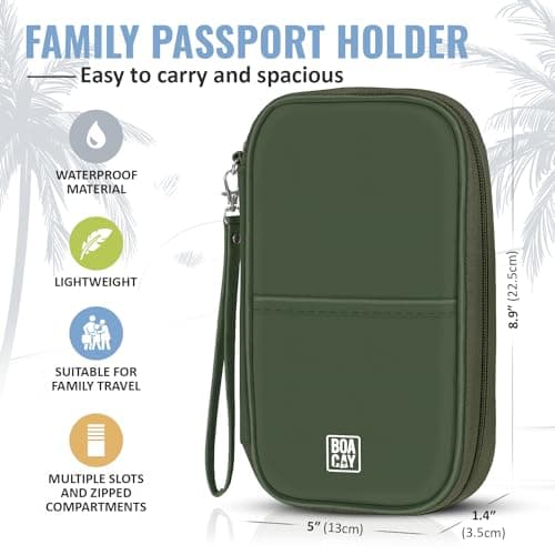 BOACAY Family Passport Holder, RFID Travel Wallet for Women & Men, Document Organiser, Holiday Essentials & Waterproof Cover for Tickets, Money, Cards — view 3