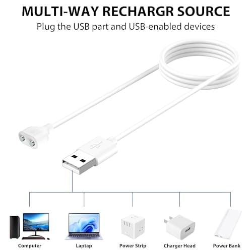 HORAN HOQI 6mm Dual Pin Magnetic USB Charger Cable, 2 Pin Magnetic Charger Replacement Cord with Strong Magnet for Wireless Massager Electric Toothbrush Beauty Instruments, 0.8m Universal Charging — view 2