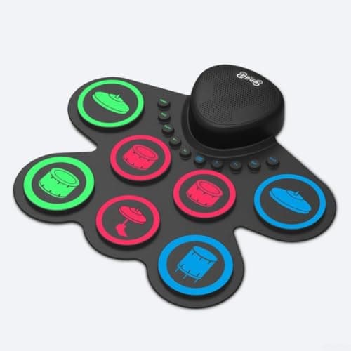 Portable Silicone Electric Drum Kit 7 Tones Built-in Speaker