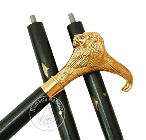 Samara Nautical Solid Brass Lion Head Handle Wooden Walking Stick Cane Vintage Designer Handmade — view 5