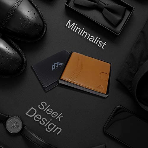 Men's Wallet RFID Blocking Ultra Slim Wallet Design, Durable Vegan Leather Travel Wallet - Credit Card Holder (Holds 10+ cards) - Minimalist Mini Wallet Design with Gift Box - Gift for Men (Brown) — view 3