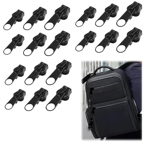 Universal Zipper Repair Kit,18 PCS Removable Zip Puller Replacement Easy No Tools Fix for Jackets Luggage Backpacks Jeans Multipack in Black
