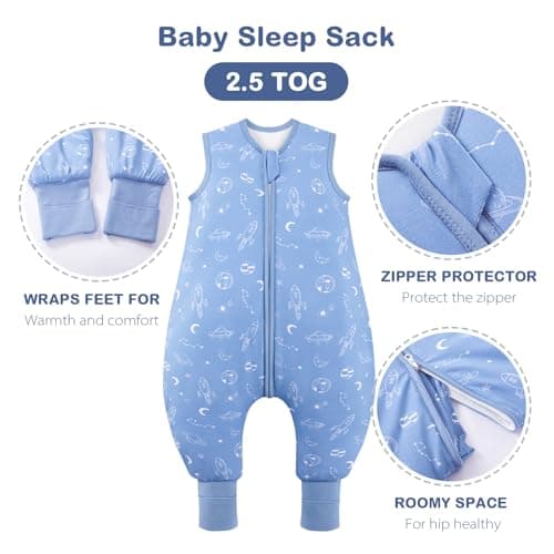 ToyaTec Baby Sleeping Bag with feet Super soft Rayon Made from Bamboo,Children's Bamboo fiber Sleeping Bag 2.5 Tog Autumn Winter Sleeping Blanket(Blue,L) — view 4