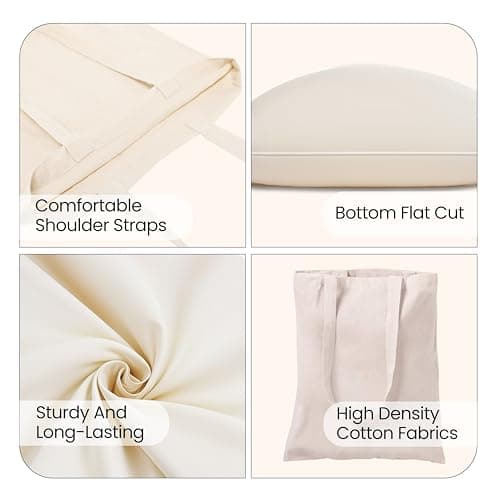 CENTRIX Natural Cotton 20 pack 15 X 16 inch reusable grocery bags, 5.5 oz cotton canvas tote, eco friendly super strong washable — view 6
