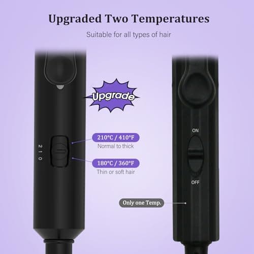 janelove Upgraded Mini Hair Waver for Short & Medium Hair, 13MM Curling Wand, 0.45lb Lightweight, Mini Size Crimper Beach Waver, Travel Friendly,Adjustable Temperature-Purple — view 6