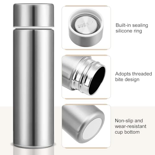 saerryor 2 Pcs Stainless Steel Water Bottle150MLMini Flask Black Silver — view 3